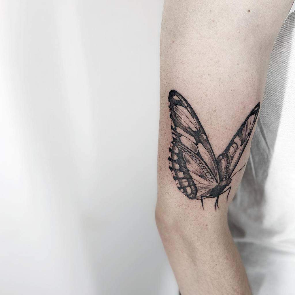 28 Beautiful Black and Grey Butterfly Tattoos  TattooBlend