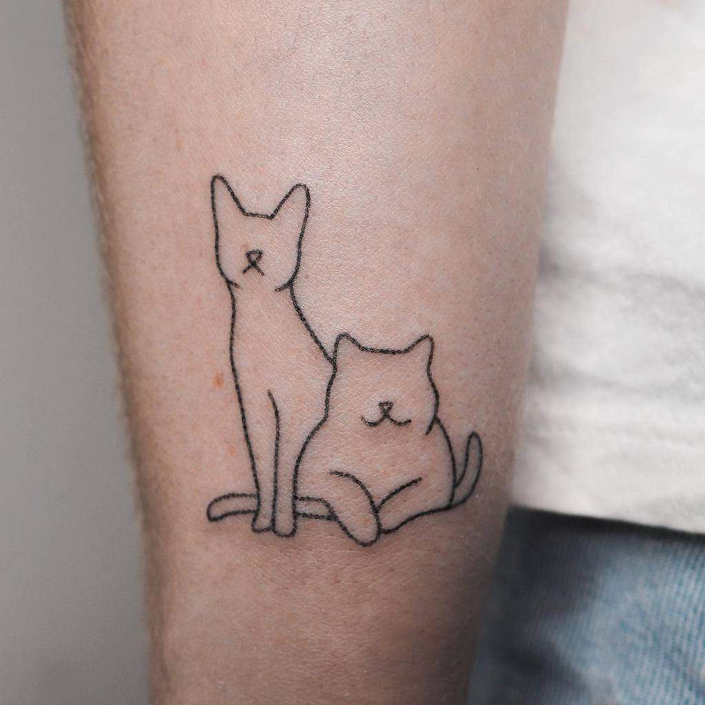 Black Cat Outline Tattoo molebulle