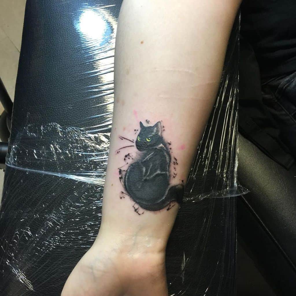 Black Cat Wrist Tattoo rob_base901