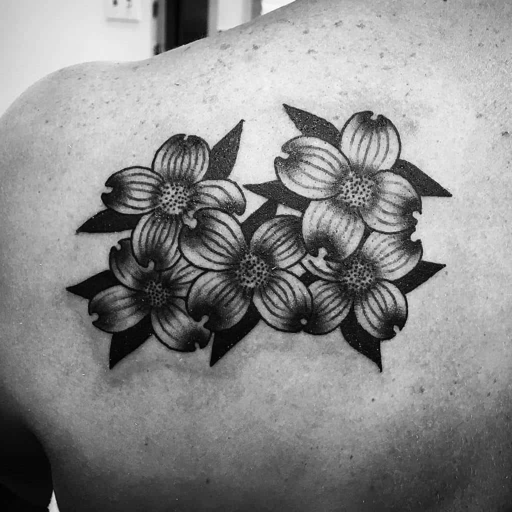 Black Dogwood Flower Tattoo darajo713