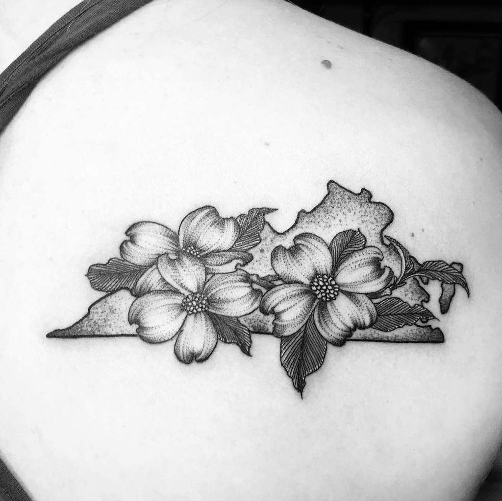 Black Dogwood Flower Tattoo noyceink