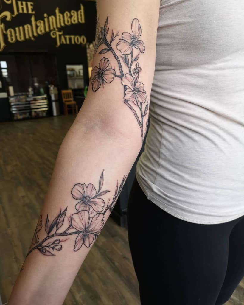 Black Dogwood Flower Tattoo tattoonari