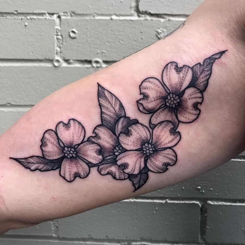 Black Dogwood Flower Tattoo true_craft_tattoo