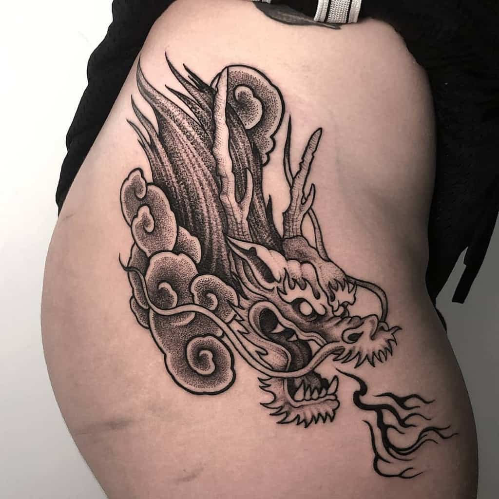Black Dragon Head Tattoo kinezos_qq
