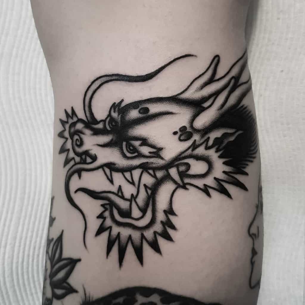 Black Dragon Head Tattoo rhysmcgrathtattoo