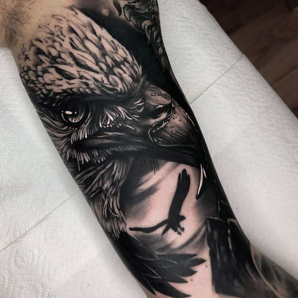 Black Eagle Head Tattoo vorobyovalexey_tattoo