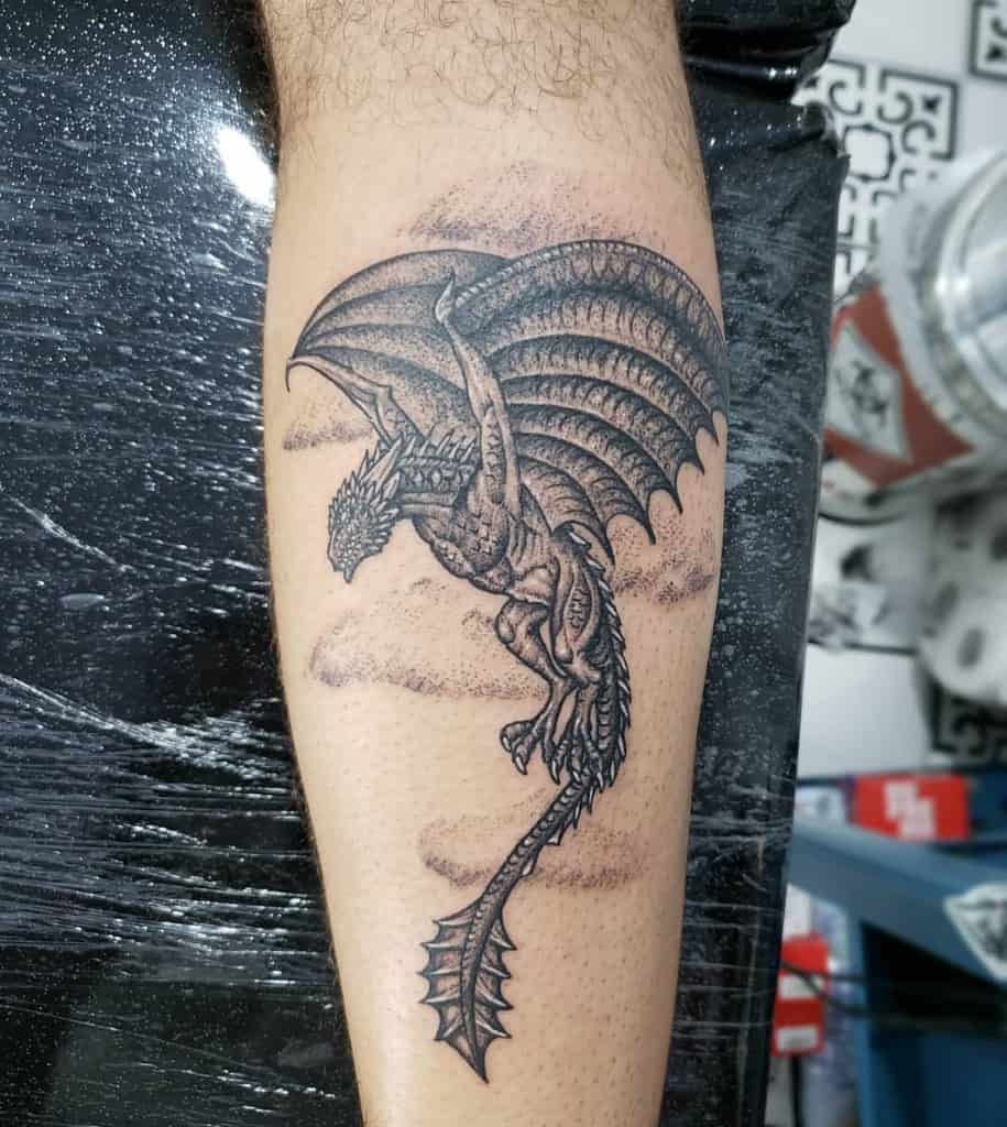 Black Game of Thrones Dragon Tattoo urubus_tattoo