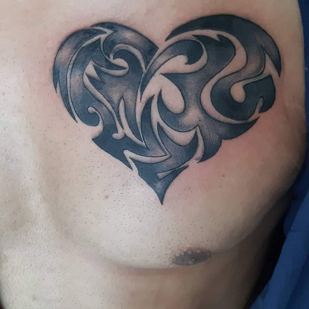 Black Heart Tattoo Men Needle Point Tattoos