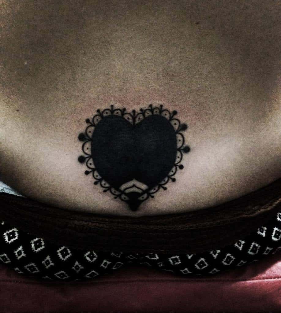 Black Heart Tattoo Women Sergiocruztatuagem