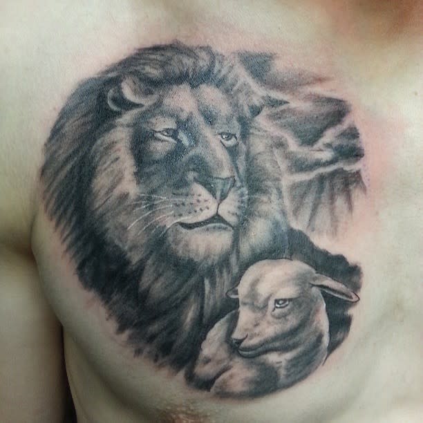 Black Lion and Lamb Tattoo emeffenish