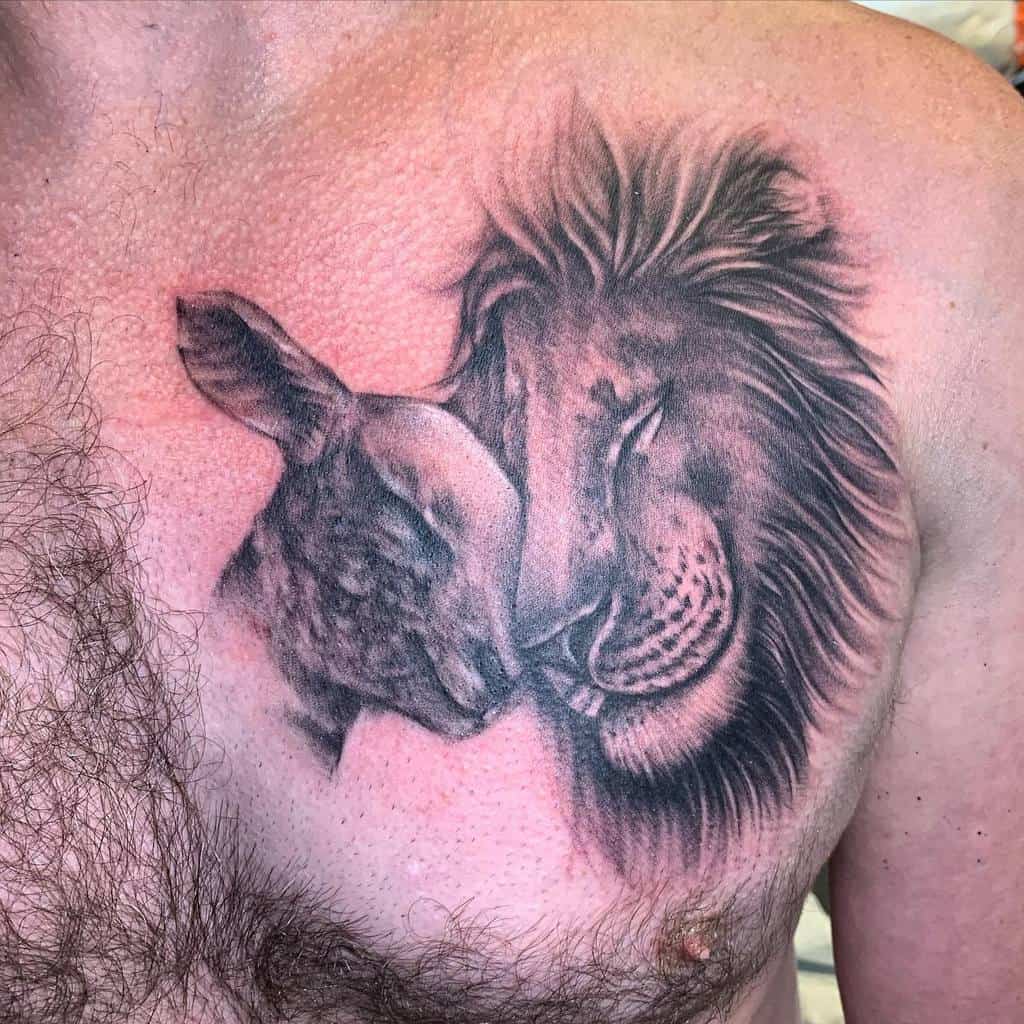 Black Lion and Lamb Tattoo italian_inkster