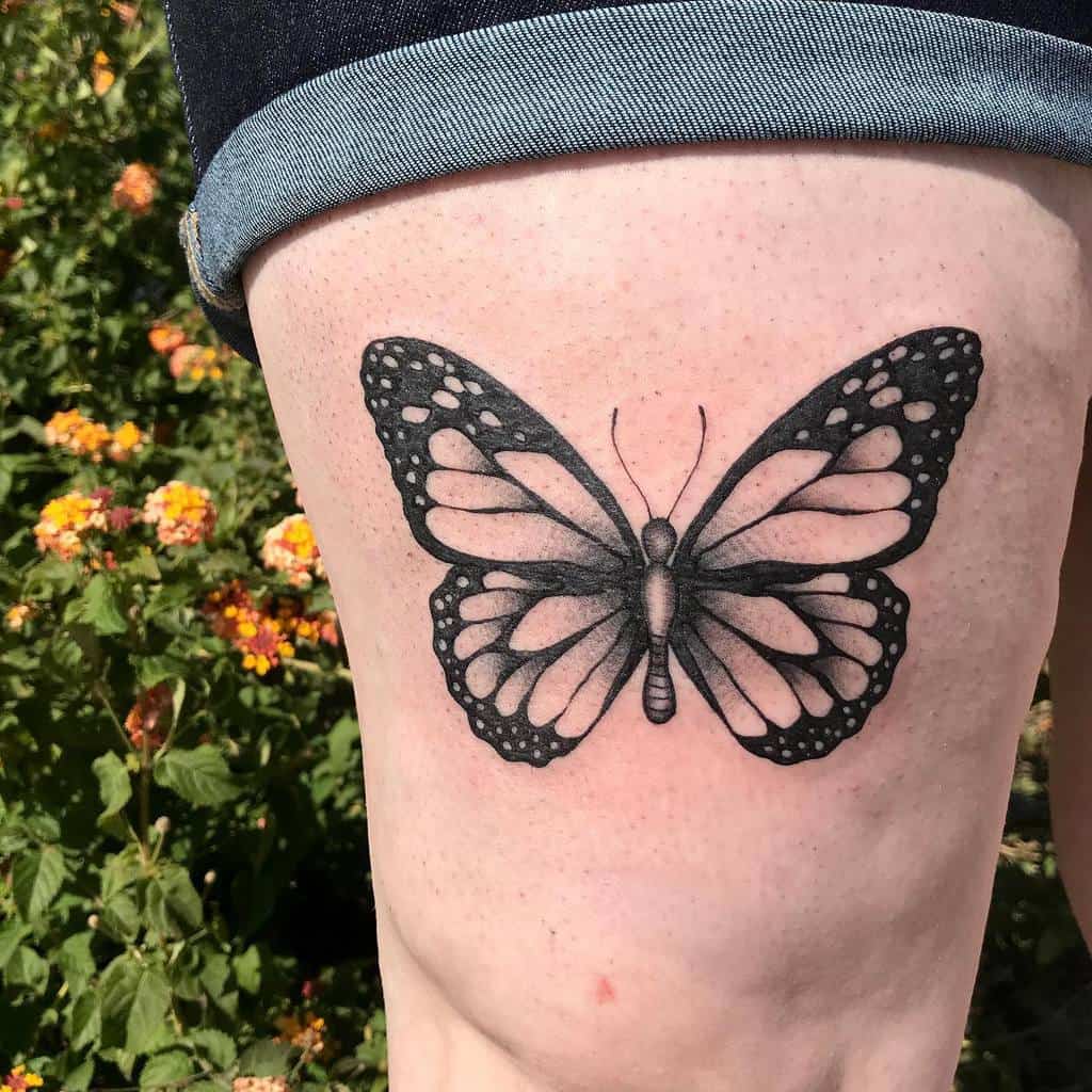 Black Monarch Butterfly Tattoo gracietattoos