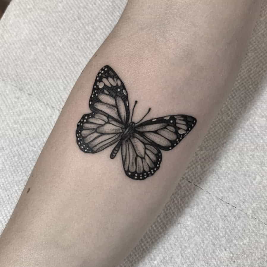 Black Monarch Butterfly Tattoo tattooingbyap