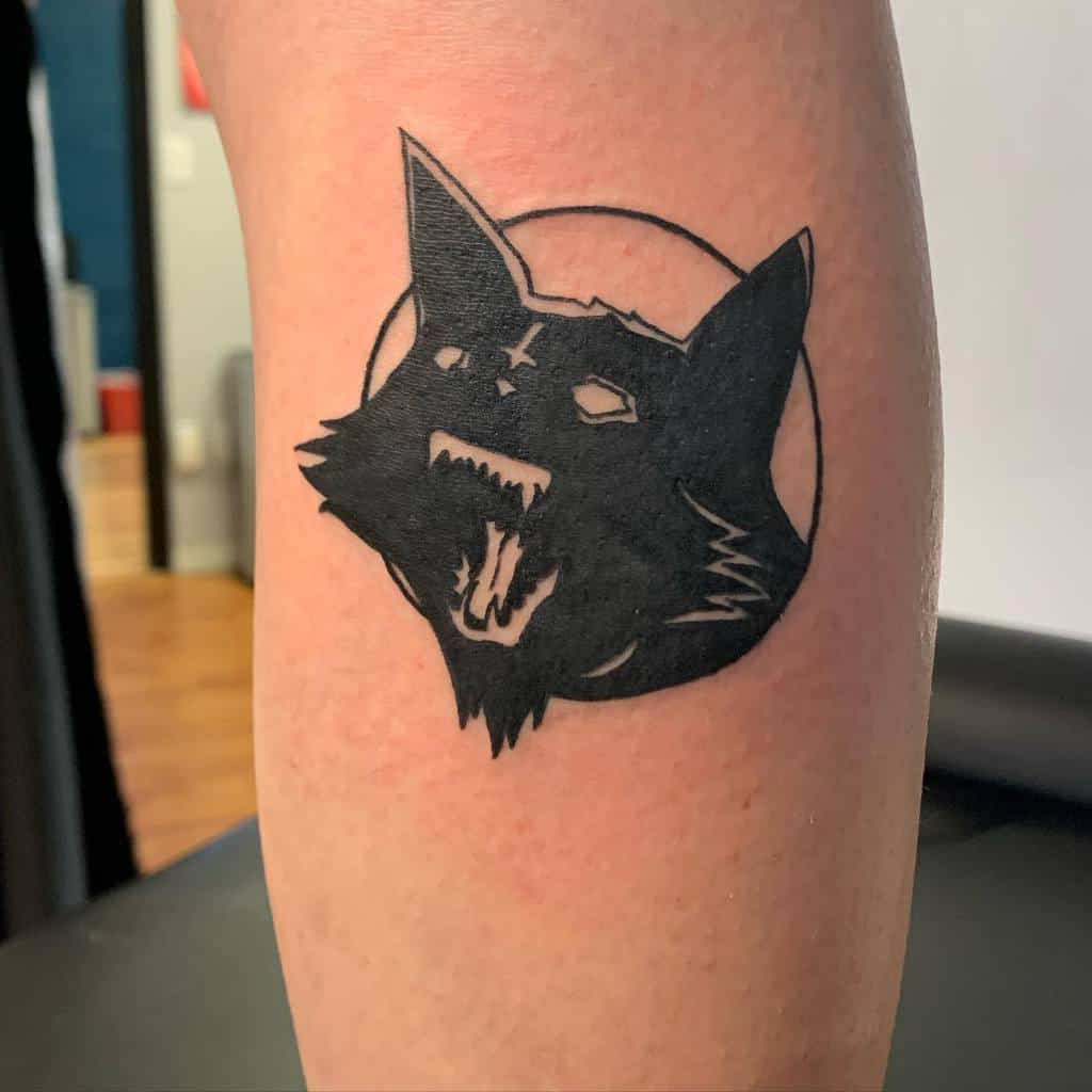 Black Simple Cat Tattoo stretch_ink