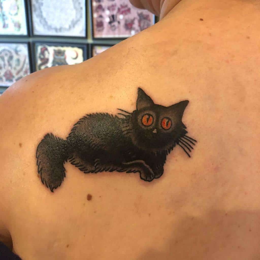 Black Simple Cat Tattoo teddie_upchucks