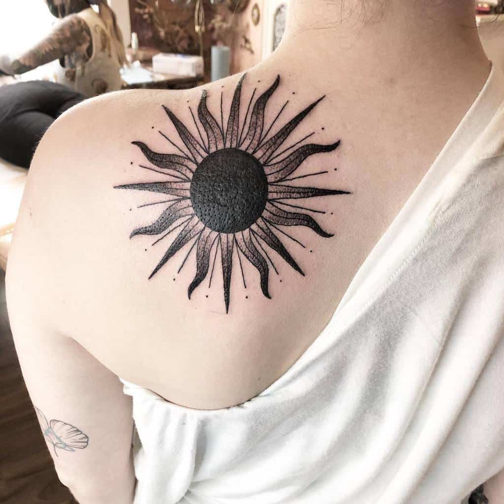 Black Simple Sun Tattoo cheyannemarietattoos