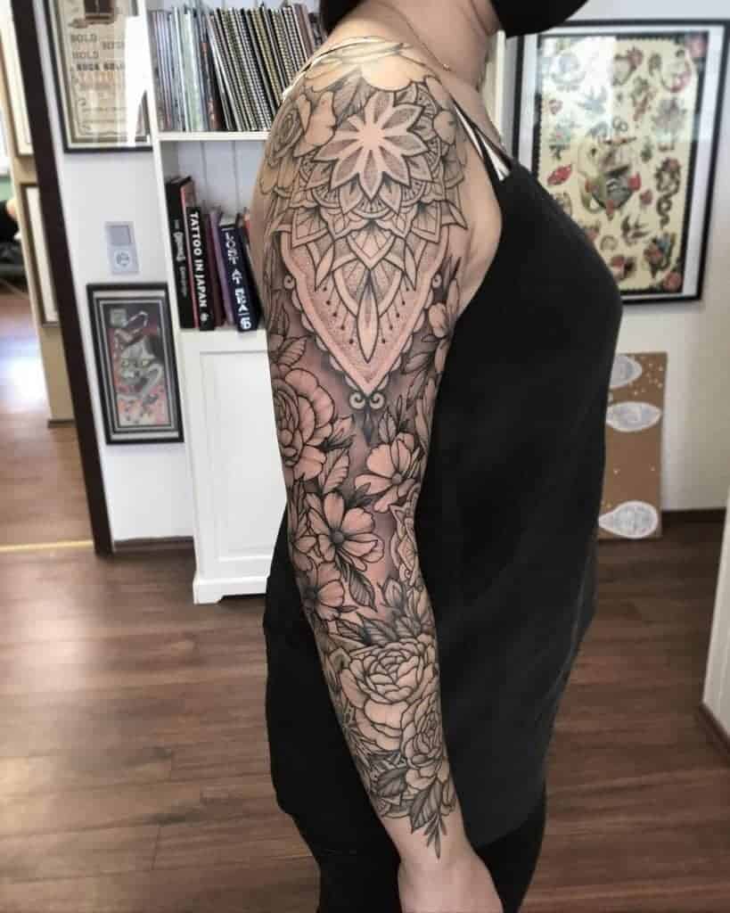 Black-and-White-Flower-Tattoo-Sleeve-annabel.ink_-1229×1536