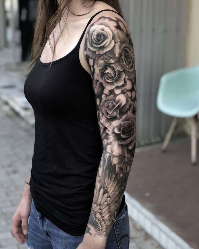 Black and White Sleeve Tattoos for Women holytomo