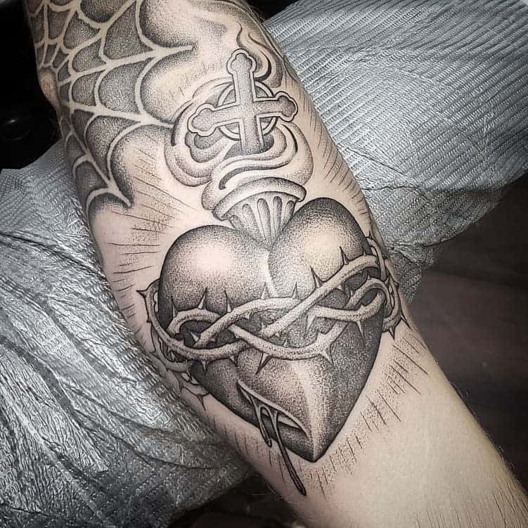 Bleeding Sacred Heart Tattoo cstattoos