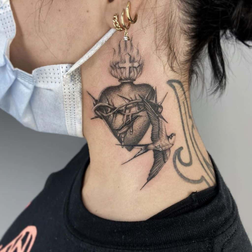 Bleeding Sacred Heart Tattoo dealwithdolphin