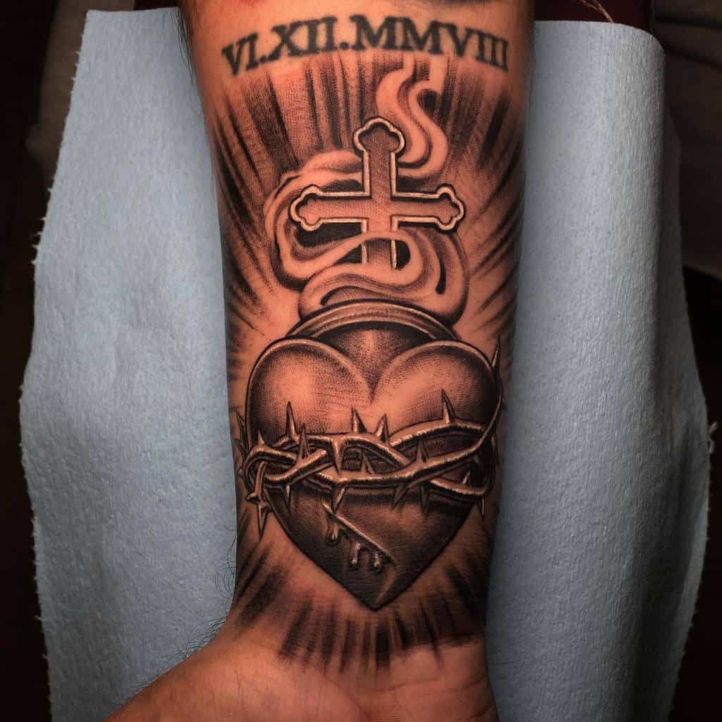 Bleeding Sacred Heart Tattoo elfamosoflames