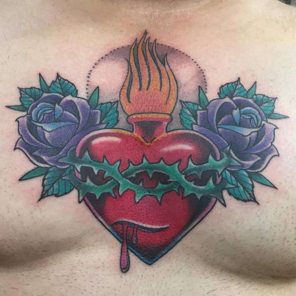 Bleeding Sacred Heart Tattoo rintostattooshop