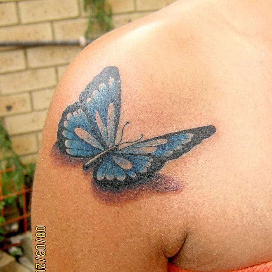 Blue 3D Butterfly Tattoo insane_shades