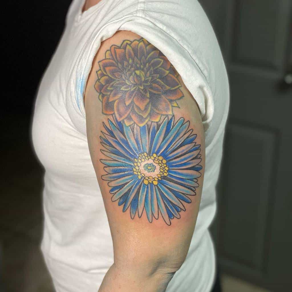 Blue Aster Flower Tattoo tattoos.by.temper