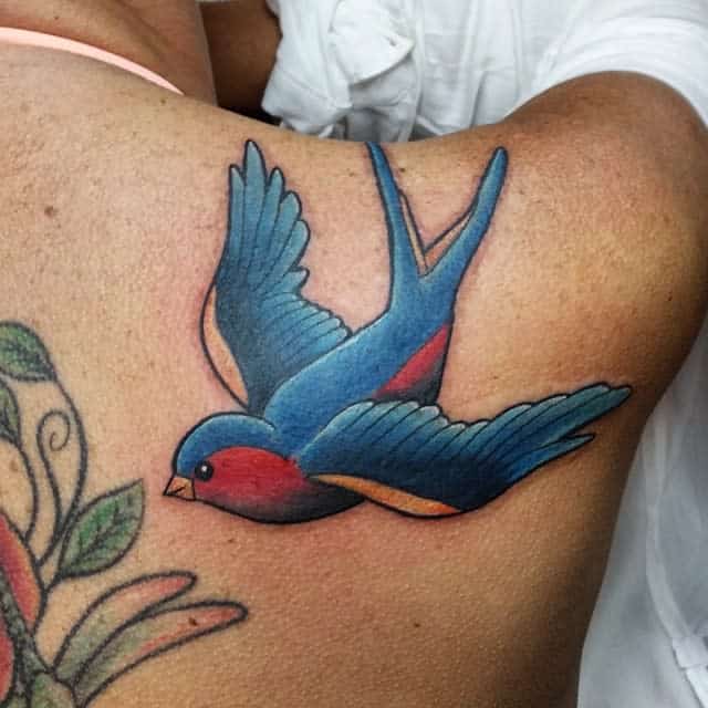 Bluebird Shoulder Tattoo caught_art