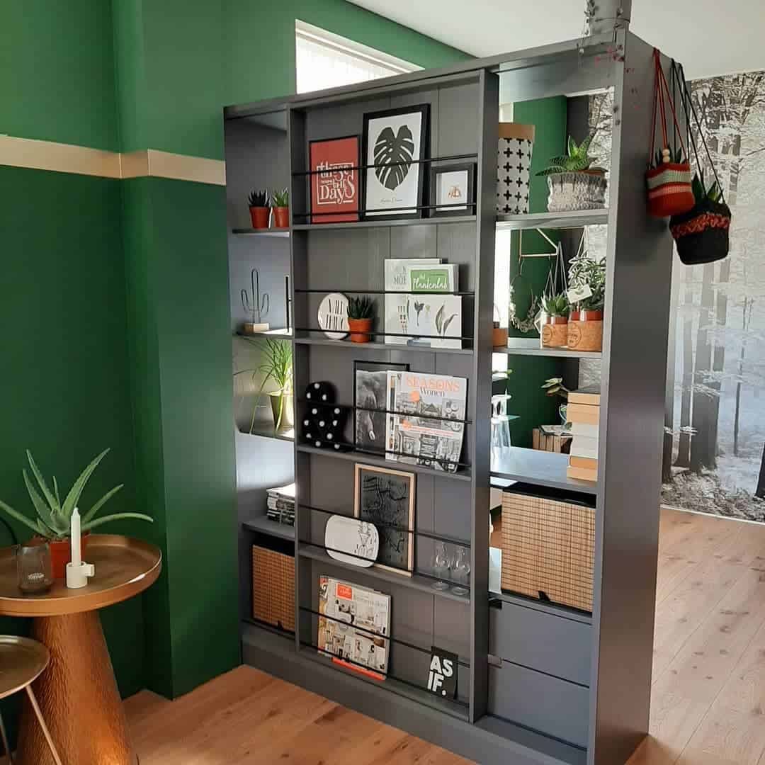 temporary gray bookcase 