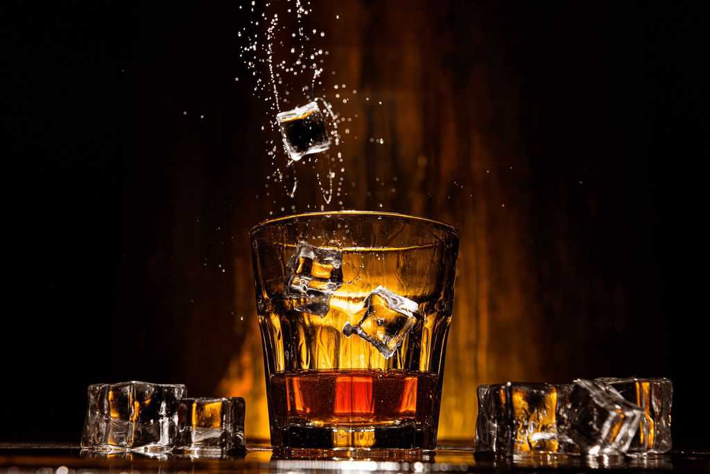 Bourbon Whiskey Splashing