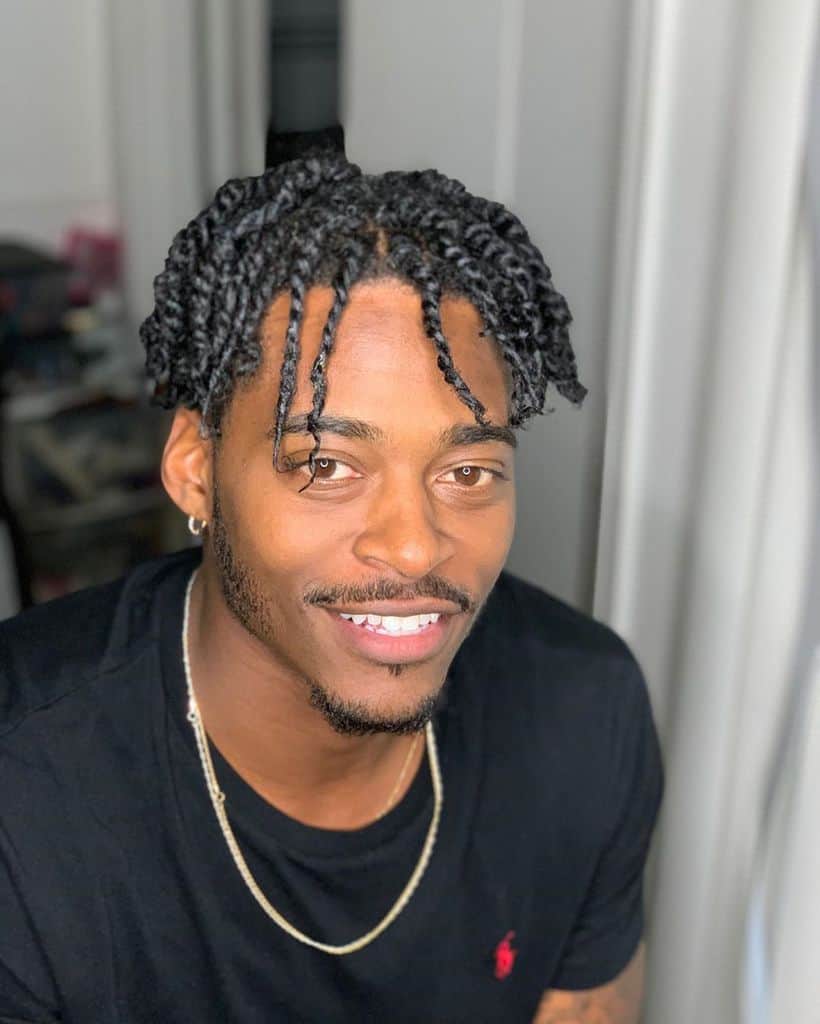 Braided Hairstyle For Men With Faux Bangs