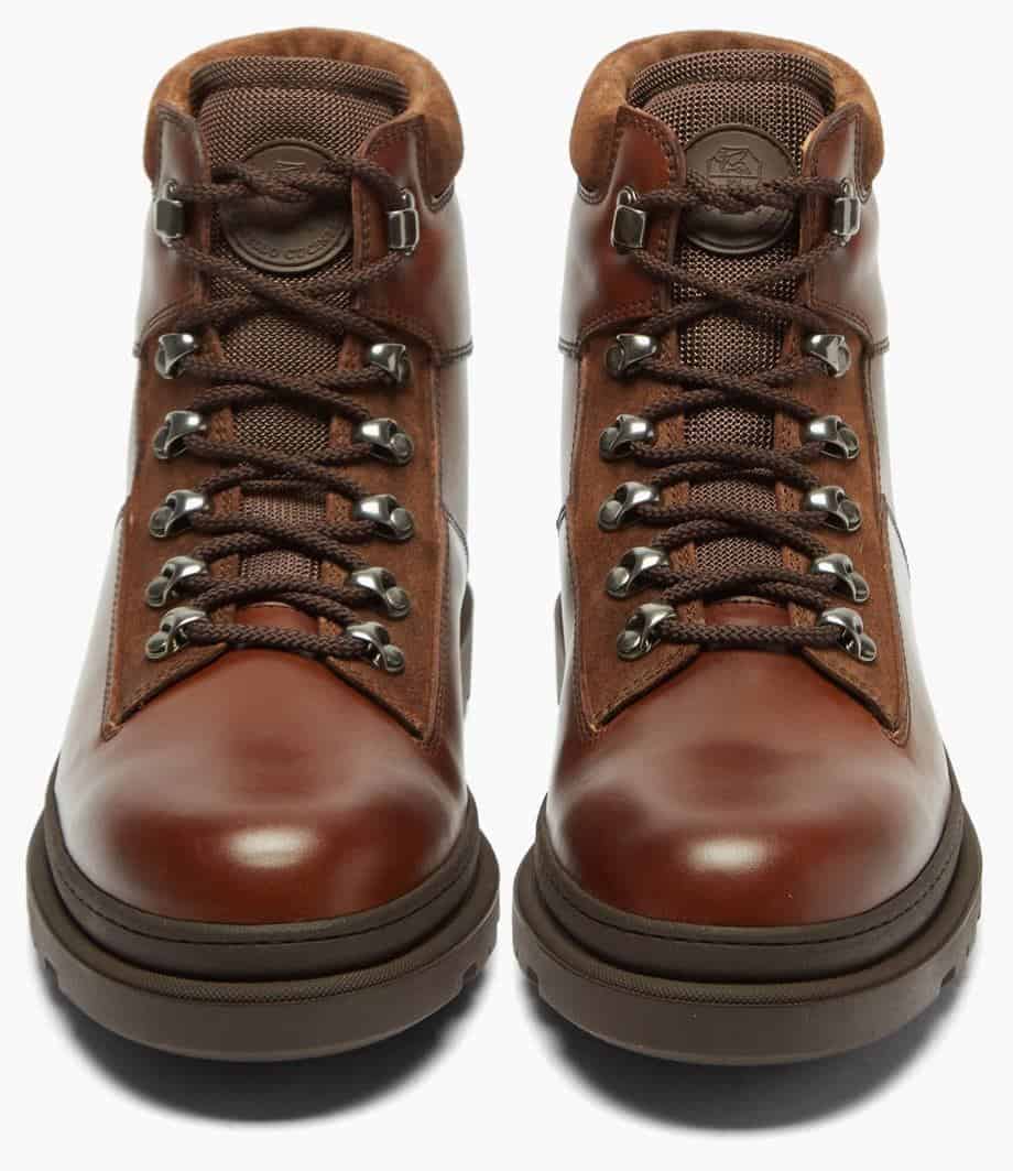 Brunello Cucinelli Lace-Up Leather Ankle Boots