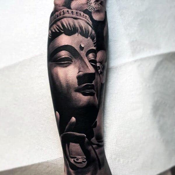 Budhha Meditation Religious Tattoo Male Sleeves