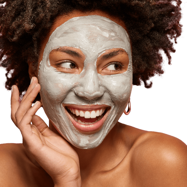Geologie's Micro Exfoliator and 3 Minute Clay Mask Applied on Women's Face