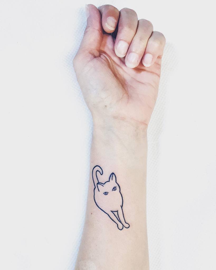 Cat Outline Forearm Tattoo mrsstewtattoo