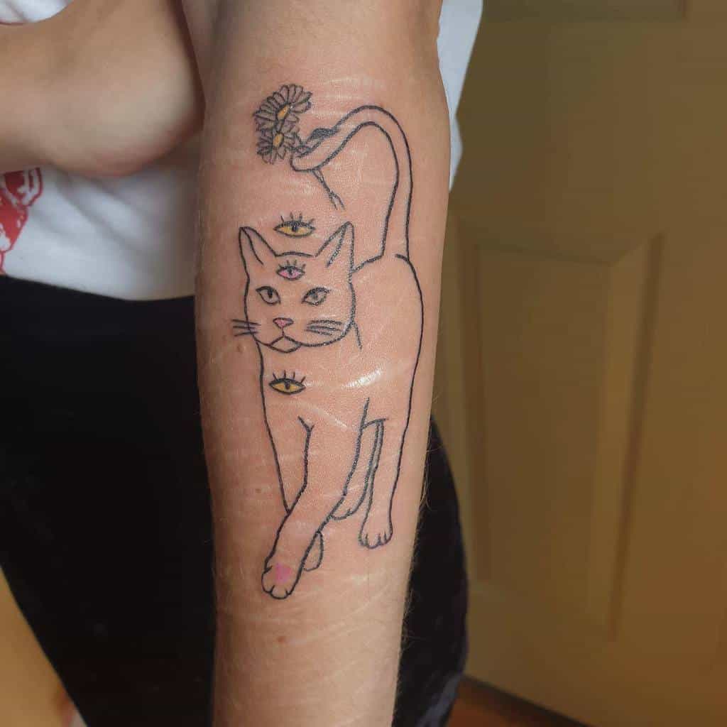 Cat Outline Forearm Tattoo tattsforbrats