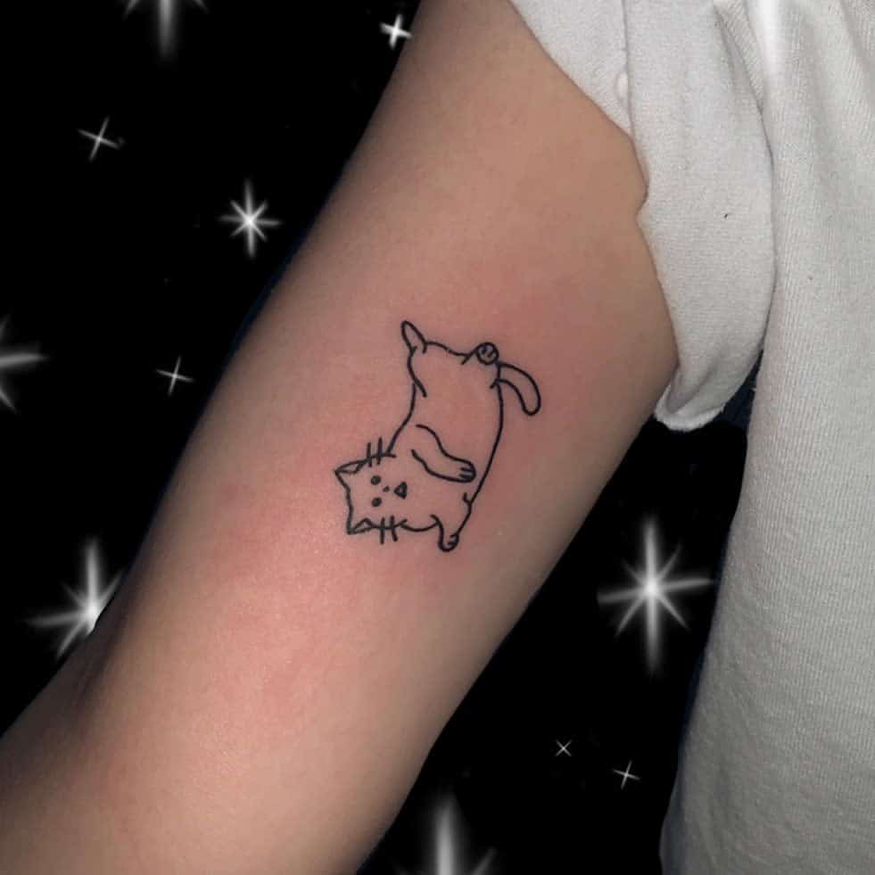 Cat Outline Upperarm Tattoo 2 tattoo_toon