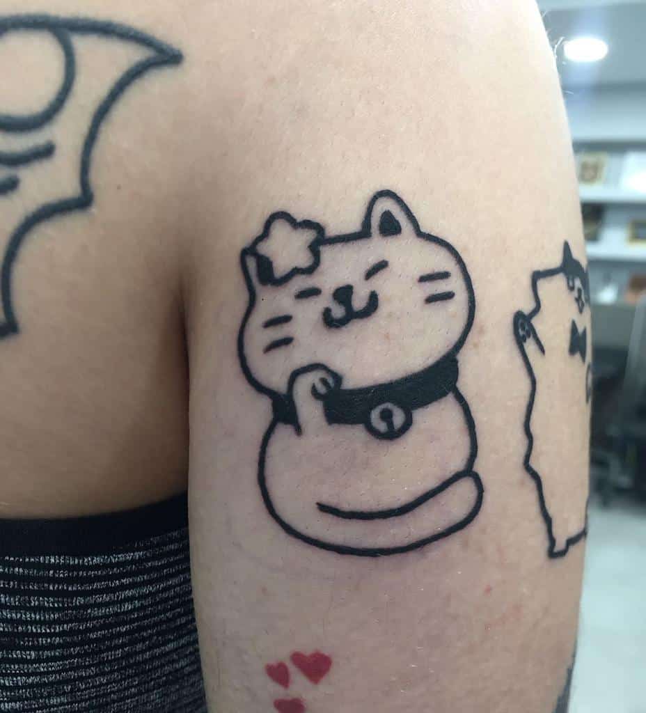 Cat Outline Upperarm Tattoo billie_eternalmarkttattoo