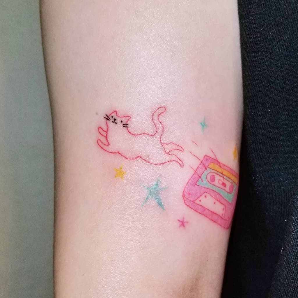 Cat Outline Upperarm Tattoo kami_shua