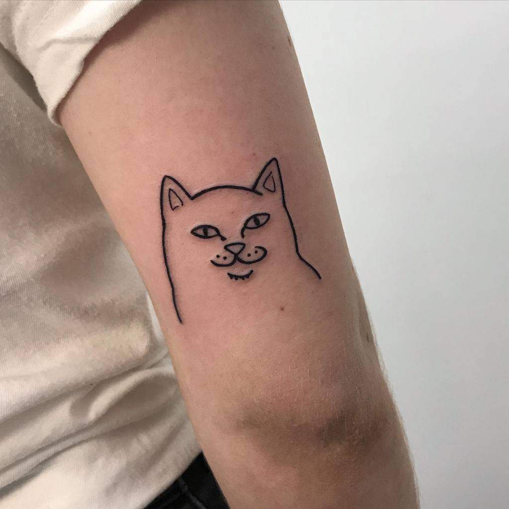 Cat Outline Upperarm Tattoo laurathedrawer