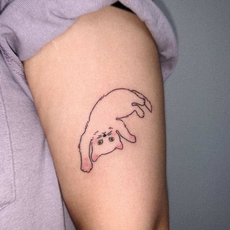 Cat Outline Upperarm Tattoo nosaytatted