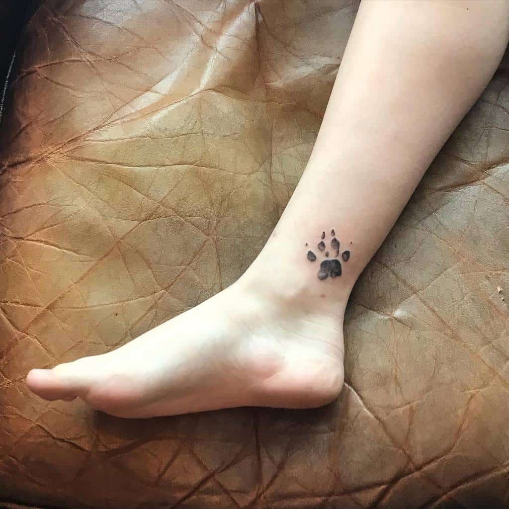 Cat Paw Print Ankle Tattoo maxendre_tattoo