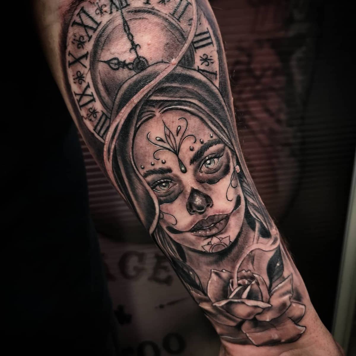 Catrina Santa Muerte Tattoo -rain_tattoo