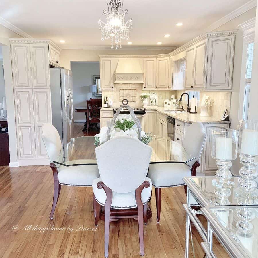 rustic white kitchen glass dining table chandelier