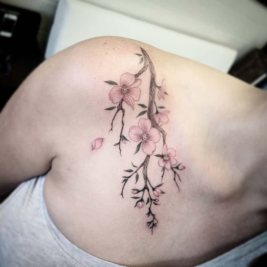 Cherry Blossom Tree Branch Tattoo surrahkeenart