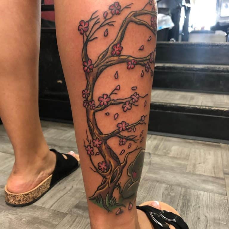 Tree Branch Tattoo Ideas For Nature Lovers   Cherry Blossom Tree Branch Tattoo Tattoosbygregp 768x768 