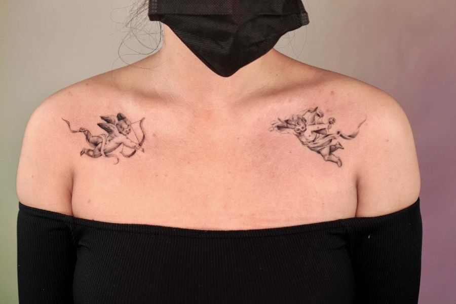 Kane Navasard no Instagram: “Cherub/cupid/flying baby.” | Cherub tattoo, Cupid  tattoo, Dope tattoos