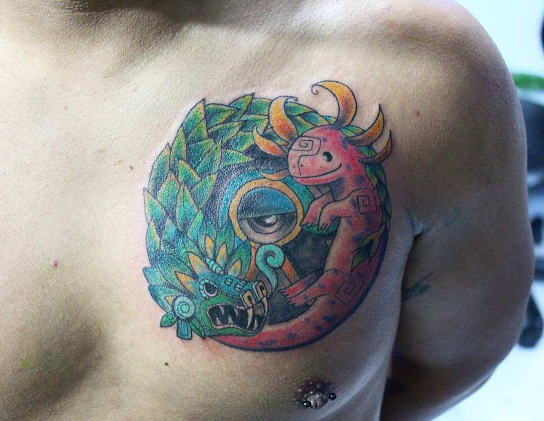 Tatuaje De Quetzalcóatl En El Pecho -jcuervo_tattoo