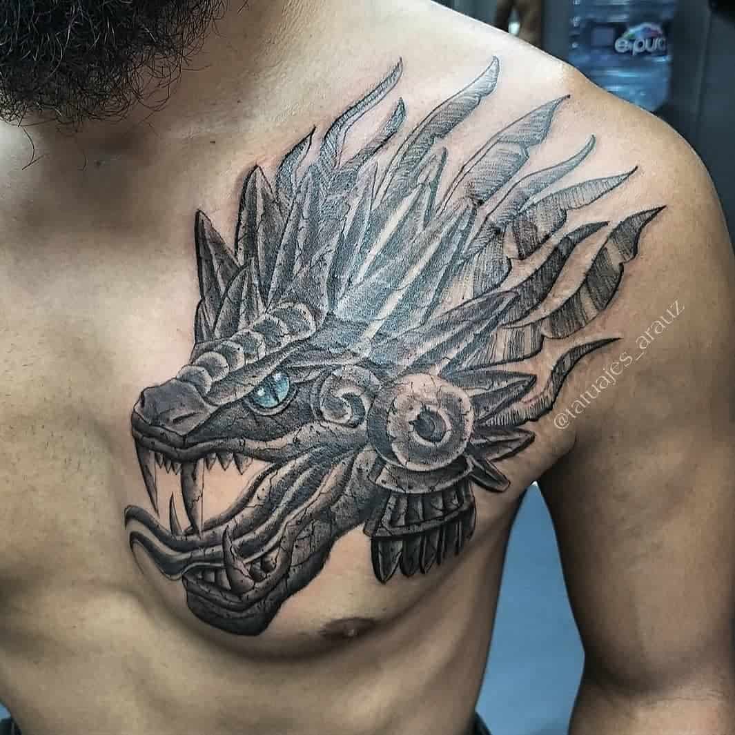 quetzalcoatl shoulder tattoo